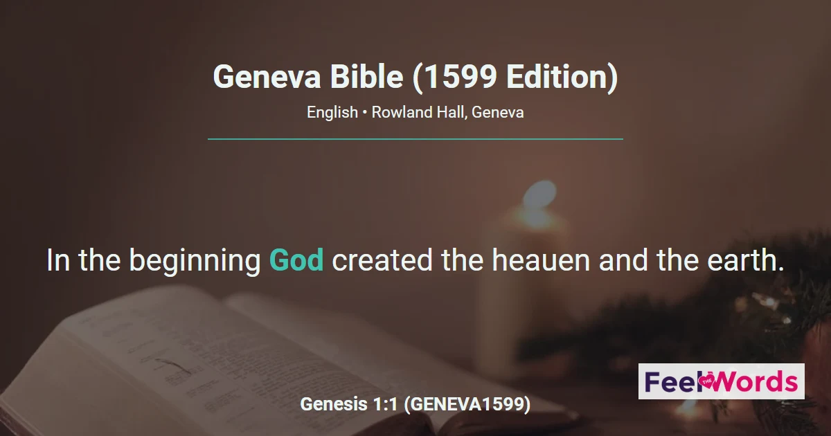 The Bible Books from Geneva Bible (1599 Edition) (GENEVA1599)