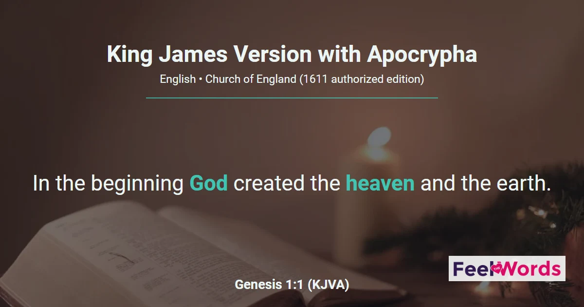 The Bible Books from King James Version with Apocrypha (KJVA)