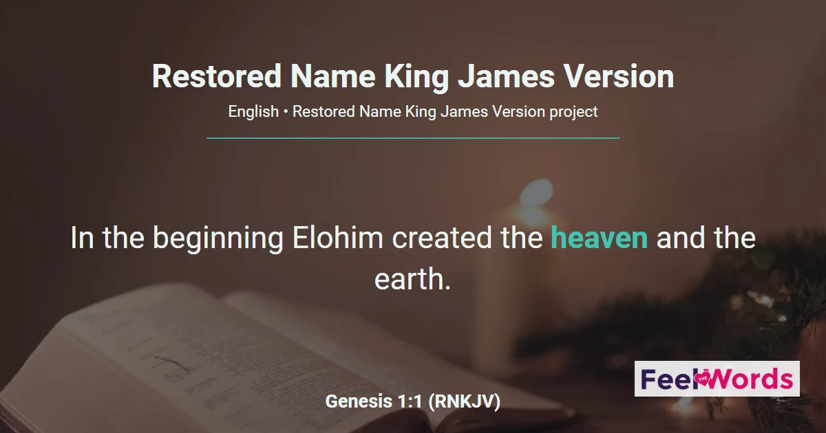 The Bible Books from Restored Name King James Version (RNKJV)