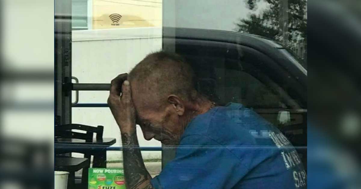 Everyone Ignored This Homeless Man Sobbing In Burger King, Until 1 Woman Took Notice.