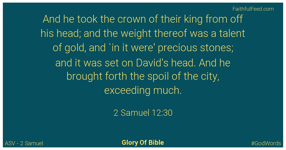 2-samuel 12:30 - Asv