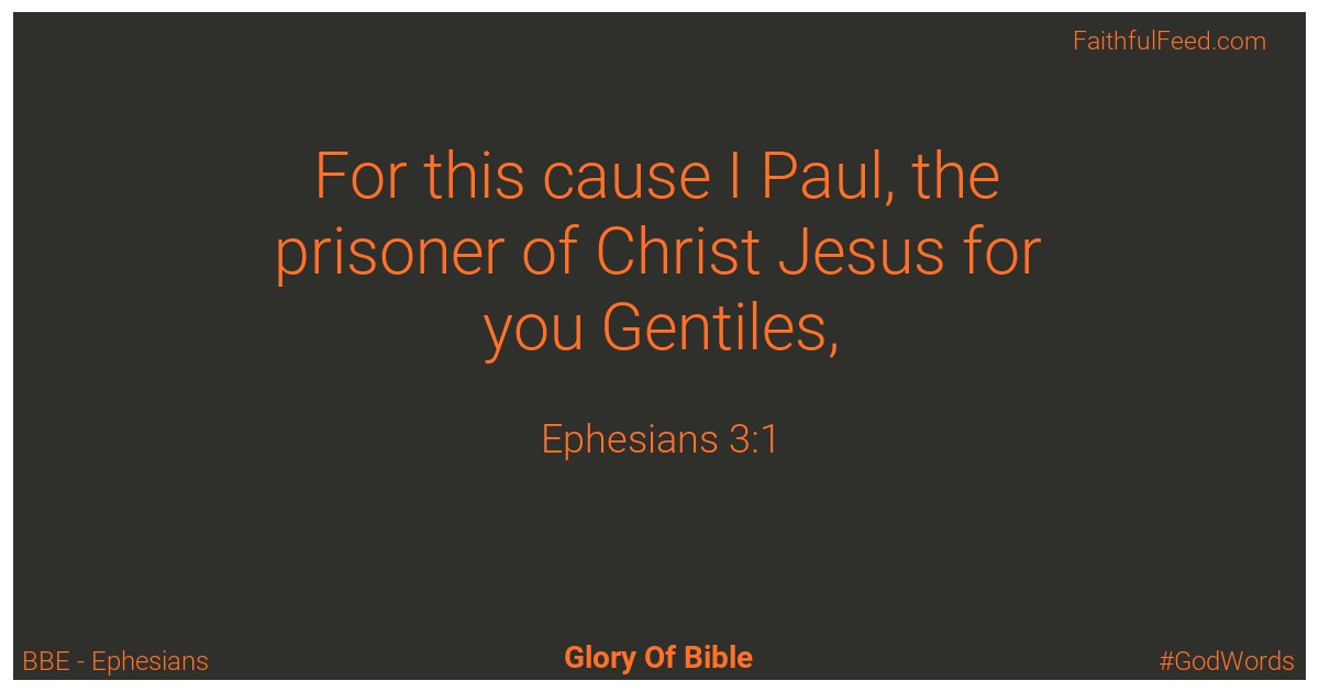 Ephesians 3:1 - Bbe