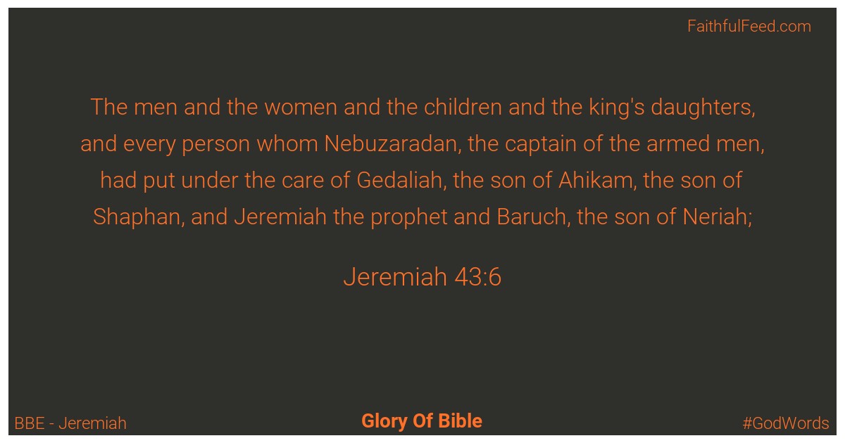 Jeremiah 43:6 - Bbe