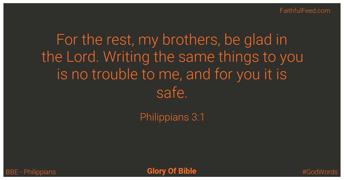 Philippians 3:1 - Bbe