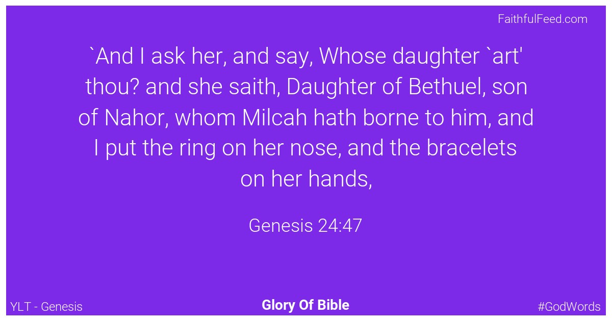 Genesis 24:47 - Ylt