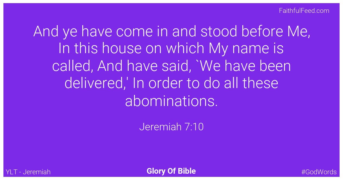 Jeremiah 7:10 - Ylt
