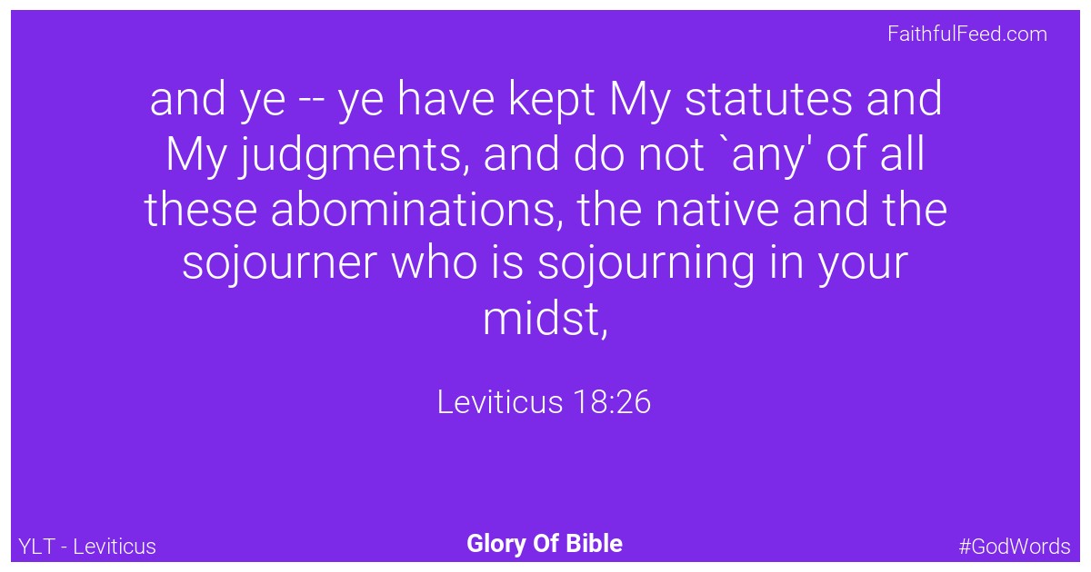 Leviticus 18:26 - Ylt