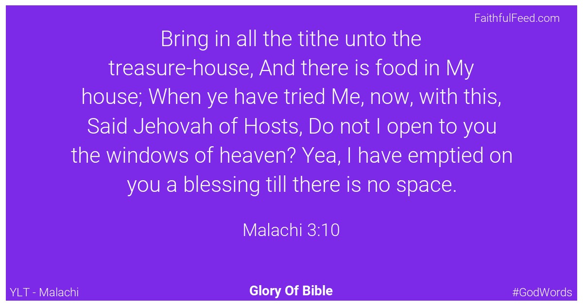 Malachi 3:10 - Ylt