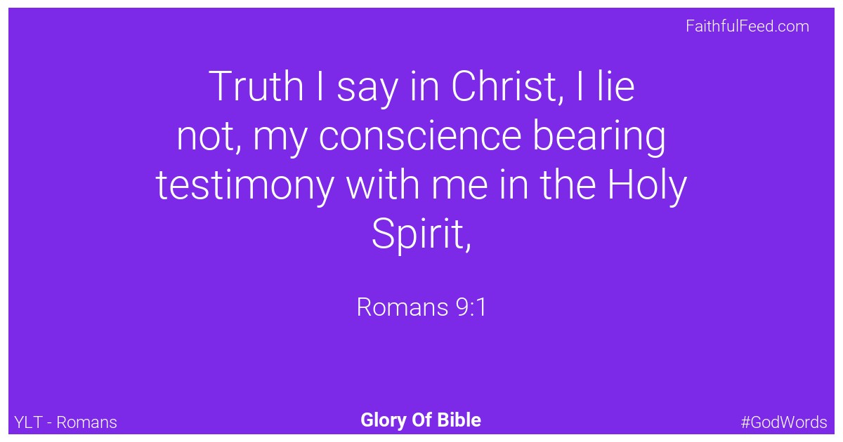 Romans 9:1 - Ylt